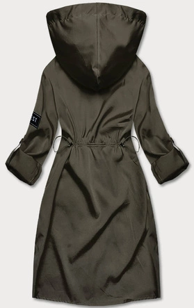 Cienka narzutka damska z kapturem khaki (B8118-11)