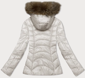 Przejściowa pikowana kurtka z kapturem damska Glakate ecru (LU-2202)