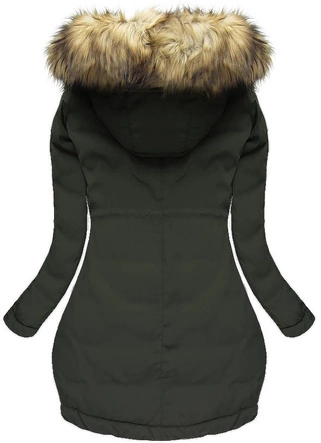 DŁUGA KURTKA Z KAPTUREM KHAKI (7680)