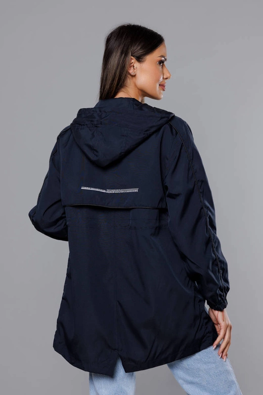 Cienka kurtka damska na podszewce granatowa (B8119-3)