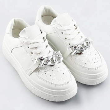 Sportowe buty z łańcuchem damskie białe (b-545)
