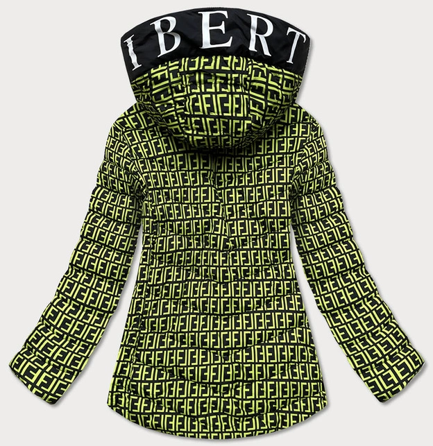 Kurtka damska we wzorki czarno-zielona (w711)