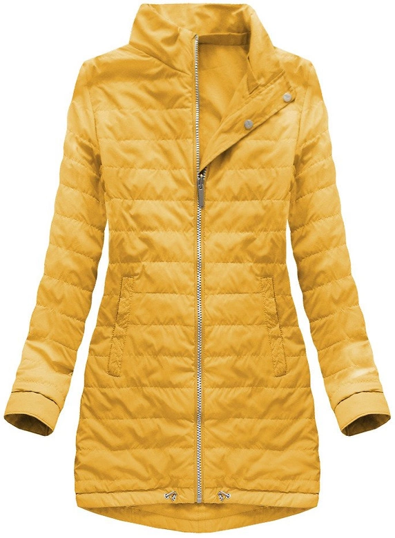 DWUSTRONNA PARKA Z KAPTUREM MUSZTARDOWA (W0232)