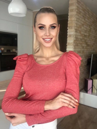 BLUZKA Z BUFKAMI KORALOWA (21240)