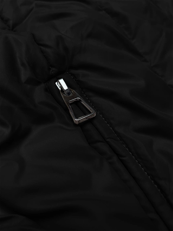 Oversizowa kurtka damska z dzianinowymi rękawami Way Mode czarna (MY0580)