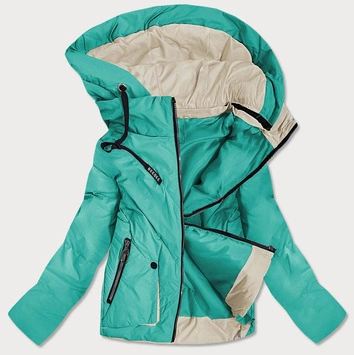 KRÓTKA ASYMETRYCZNA KURTKA DAMSKA TURKUSOWA (0955#)