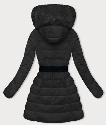 Puchowa zimowa kurtka damska czarna (2M-007)
