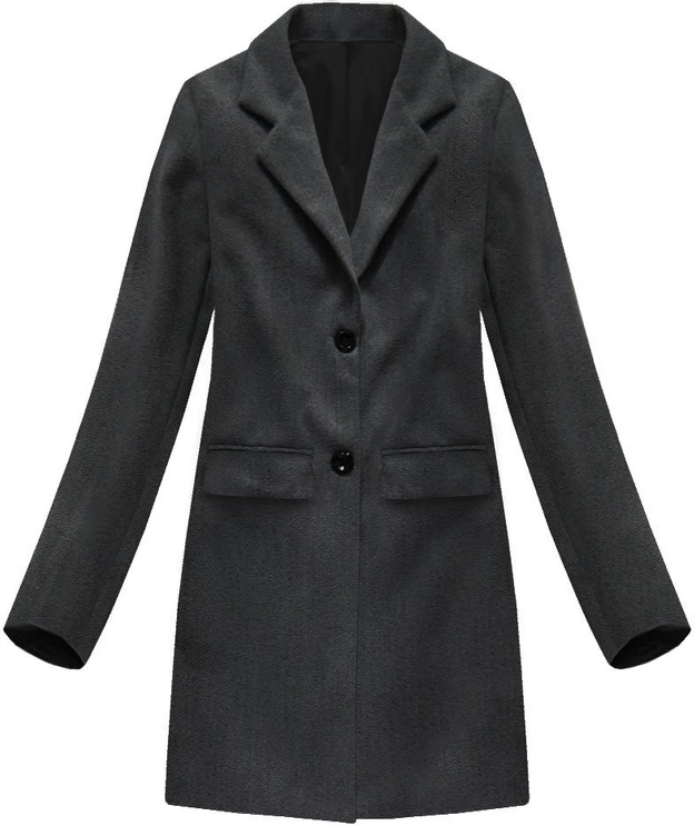 JEDNORZĘDOWY PŁASZCZ Z GUZIKAMI CIEMNOSZARY (0760)