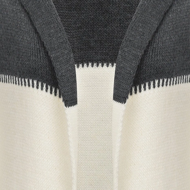 TRZYKOLOROWY KARDIGAN Z KAPTUREM CIEMNOSZARY (119ART)