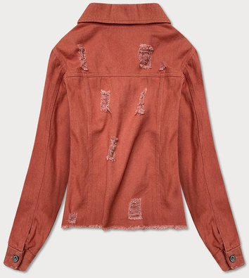 KRÓTKA DAMSKA KURTKA JEANSOWA CEGLANA (621ART)