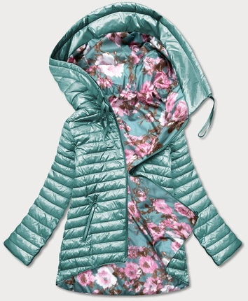 Dwustronna kurtka damska kwiaty miętowa (pc-7509-253)