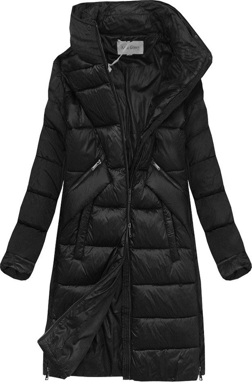 DAMSKA ZIMOWA KURTKA Z ŁĄCZONYCH MATERIAŁÓW CZARNA (J19-011)