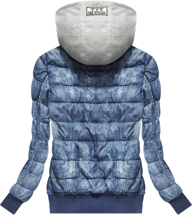 KURTKA BOMBER Z KAPTUREM NIEBIESKA (XW559X)