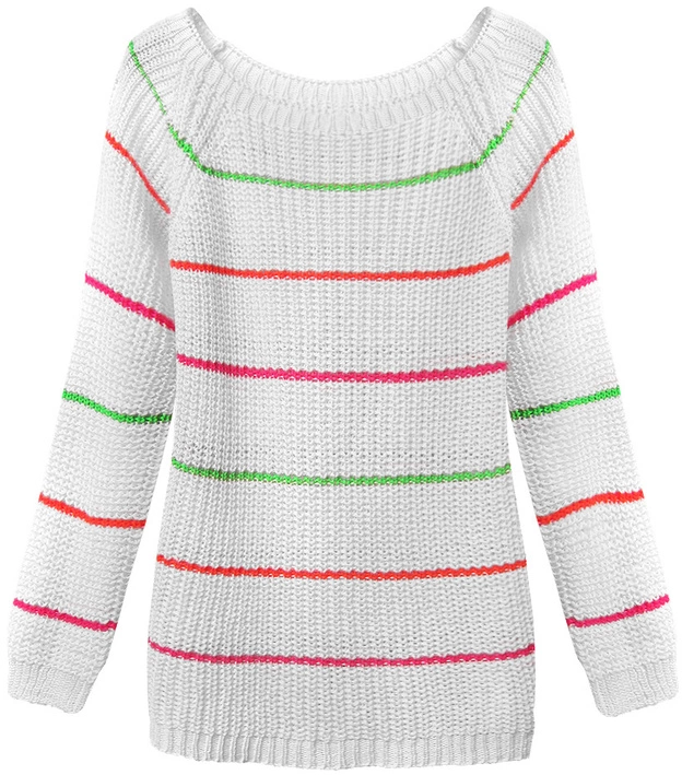 AŻUROWY SWETER W PASECZKI BIAŁY (275ART)