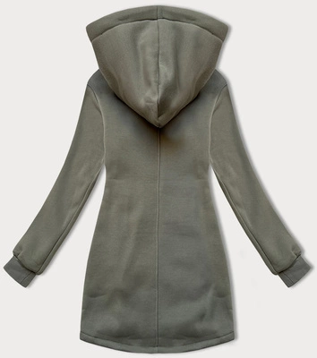 Rozpinana bluza damska z łączonych materiałów LHD szarozielona (AMG-165)