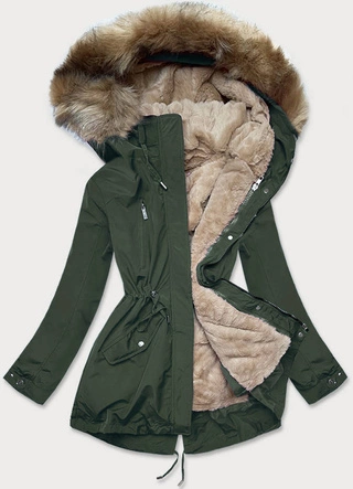 DAMSKA  KURTKA ZIMOWA NA MISIU ARMY-CIEMNY BEŻ (W553)