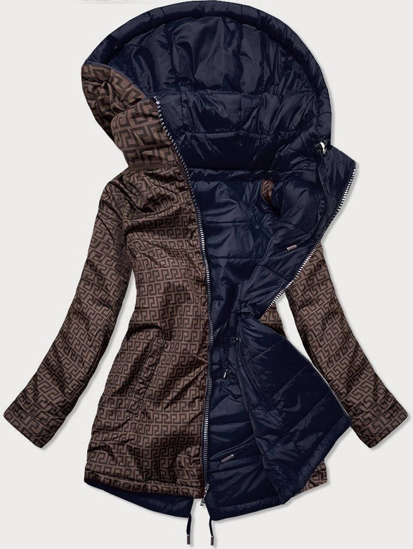 Dwustronna kurtka damska granatowo-brązowa (w556-1)