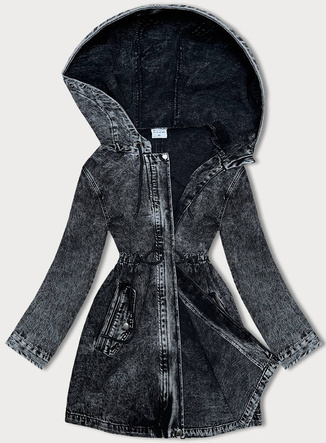 Luźna jeansowa damska kurtka denim czarna (POP7065-K)