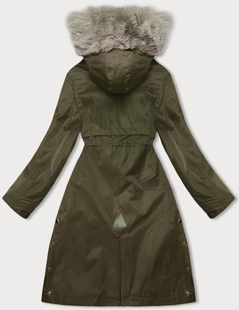 Damska parka z futerkiem army (5M3180-136)