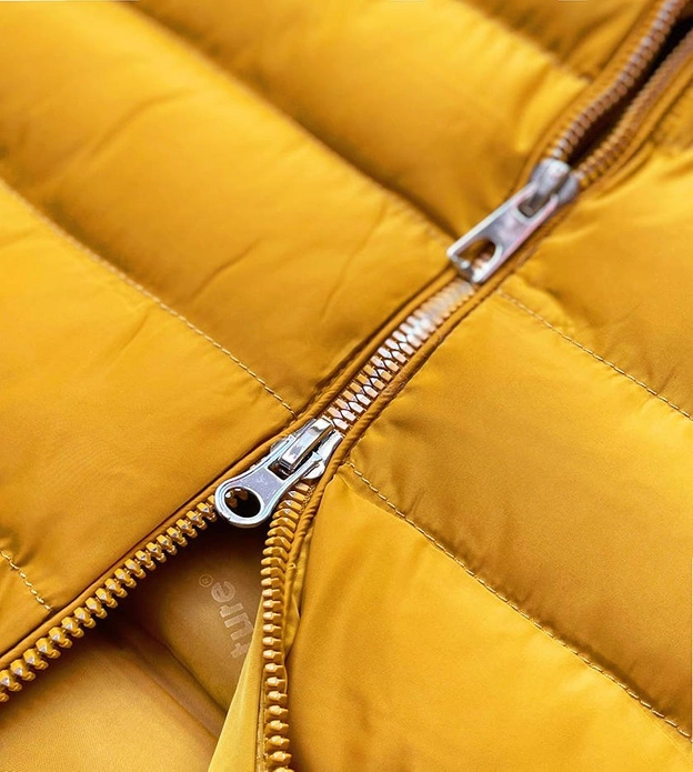 KAMIZELKA DAMSKA Z PUCHEM NATURALNYM ŻÓŁTA (6811)