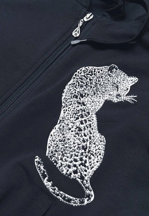 BAWEŁNIANA BLUZA DRESOWA Z OZDOBNĄ APLIKACJĄ TYGRYS GRANATOWA (58078/1)