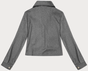 Krótka kurtka w prążki z ozdobnymi guzikami szara (244002)