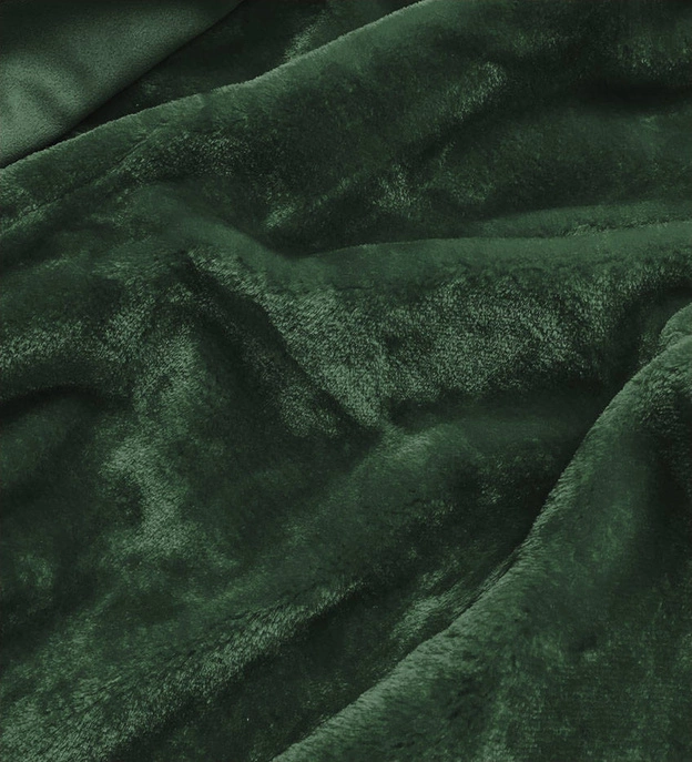 ZAMSZOWA DAMSKA KURTKA ZIMOWA Z FUTERKIEM BUTELKOWA ZIELEŃ (6517BIG)