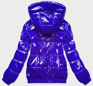 Błyszcząca kurtka damska ze ściągaczem chabrowa (LD7250BIG)