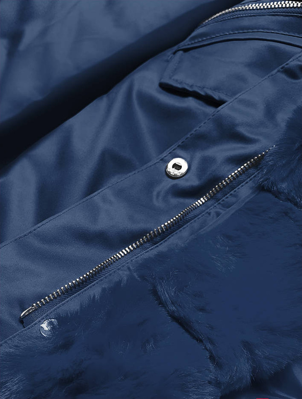 Parka damska z futerkiem granatowa (5m762-215)