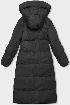 Długa gruba kurtka damska z kapturem czarna (5M3163-392)