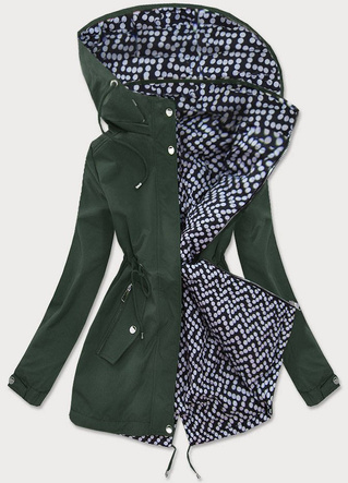 DWUSTRONNA KURTKA PARKA DAMSKA KHAKI/KROPKI (W662)