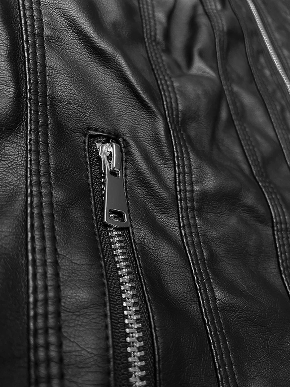 Klasyczna kurtka z eko-skóry plus size J Style czarna (11Z8133)