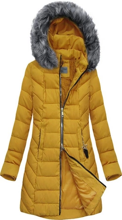 PIKOWANA KURTKA Z KAPTUREM ŻÓŁTA (B2645)