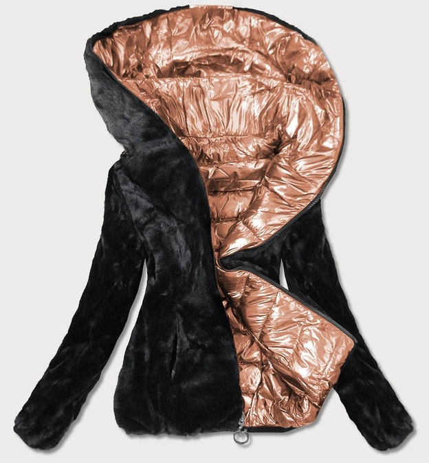 KRÓTKA BŁYSZCZĄCA DWUSTRONNA KURTKA DAMSKA ZŁOTA (B9542)
