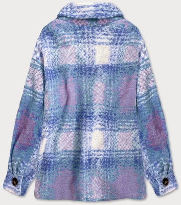 KOSZULOWA KURTKA DAMSKA MELANŻ NIEBIESKA (3925B)