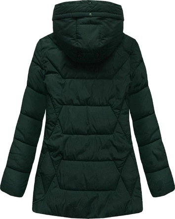 PIKOWANA KURTKA Z KAPTUREM CIEMNOZIELONA (B9901)