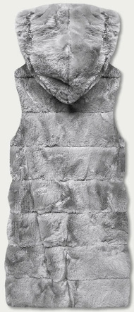 Kamizelka futrzana z kapturem szara (B8059-9)