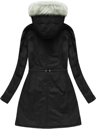 GRUBA DAMSKA PARKA ZIMOWA Z KAPTUREM CZARNA (6088)