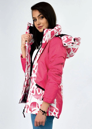 Damska kurtka zimowa narciarska z membraną różowa (w187)