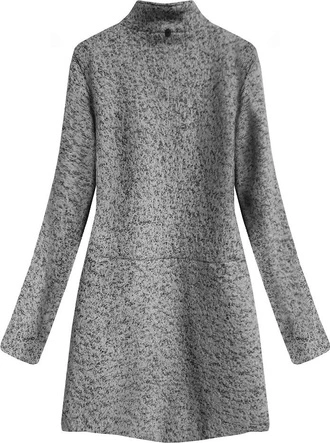 KRÓTKI PŁASZCZ Z KAPTUREM SZARY (516ART)