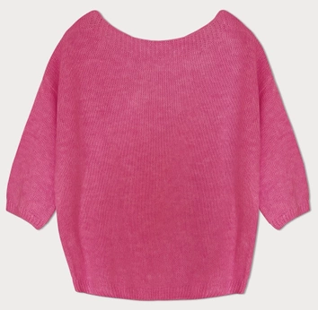 Luźny sweter z kokardą na plecach neonowy róż (759ART)