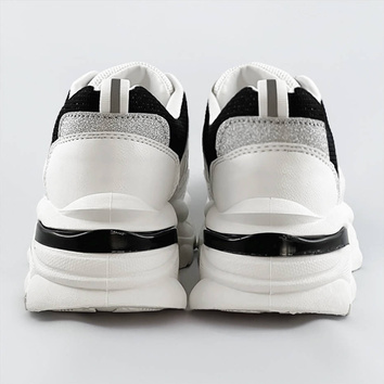 Sznurowane buty sportowe damskie biało-czarne (lu-3)