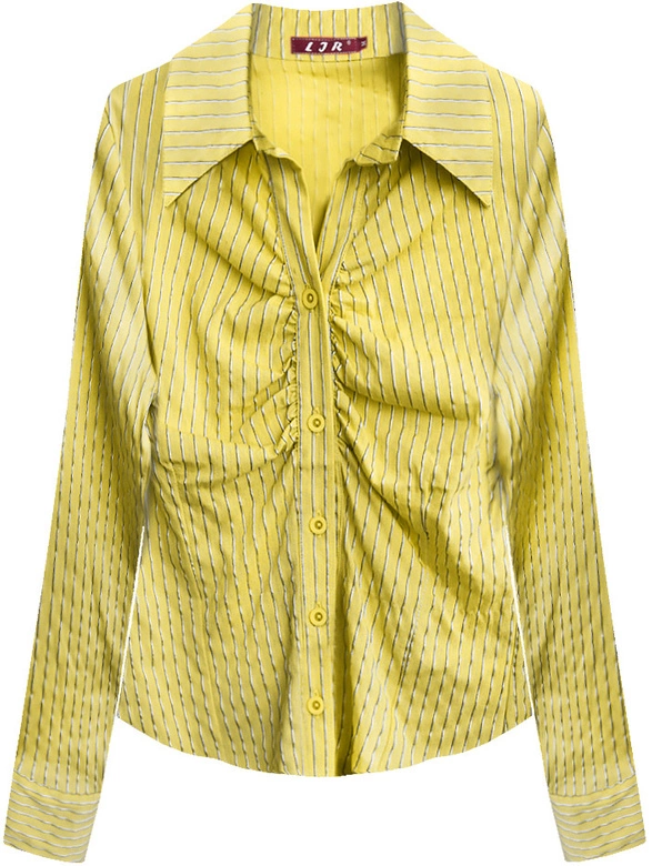 ELEGANCKA KOSZULA W PASKI ŻÓŁTA (1086)