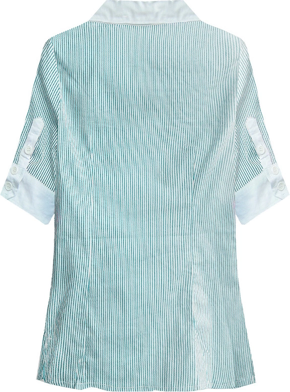 KOSZULA Z KRÓTKIM RĘKAWEM BIAŁO-BŁĘKITNA (6011)