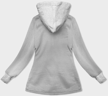 Damska bluza ze swetrowym kapturem jasnoszara (AMG-312A)