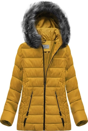 PIKOWANA KURTKA Z KAPTUREM ŻÓŁTA (R9505)