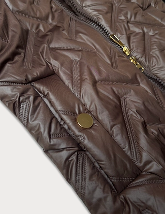 Przejściowa kurtka damska na futrze S'west czekolada (B8253-14014)