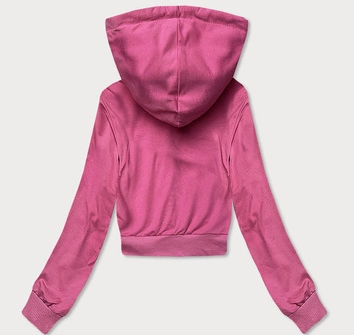 Krótka bluza dresowa z kapturem różowa (8B939-19)