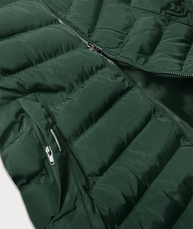 KAMIZELKA DAMSKA Z PUCHEM NATURALNYM BUTELKOWA ZIELEŃ (6810)