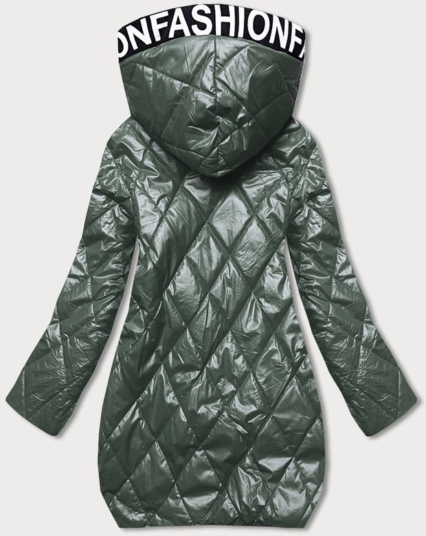 Pikowana kurtka z kapturem zielona (B8082-10)